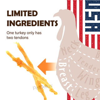 Afreschi Turkey Tendon for Dogs, Dog Treats for Wrapped Series, All Natural Human Grade Dog Treat, Ingredient Sourced from USA, Hypoallergenic, Rawhide Alternative, Wrapped Rice Stick