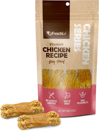 Afreschi Chicken Dog Treats for Chicken Series, All Natural Human Grade Dog Treat, Suitable for Training chew, Hypoallergenic, Rawhide Alternative, Chicken Wrapped Rice Bone