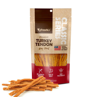 Afreschi Turkey Tendon for Dogs, Dog Treats for Classic Series, All Natural Human Grade Dog Treat, Suitable for Training chew, Ingredient Sourced from USA, Rawhide Alternative, Thin Stick