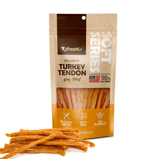 Afreschi Turkey Tendon for Dogs, Dog Treats for Soft Series, All Natural Human Grade Dog Treat, Suitable for Training chew, Ingredient Sourced from USA, Rawhide Alternative, Soft Strip, Pumpkin