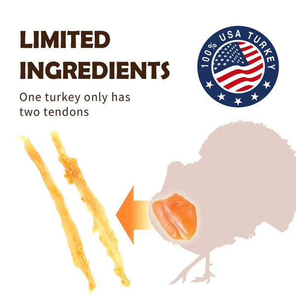 Afreschi Turkey Tendon for Dogs, Dog Treats for Signature Series, All Natural Human Grade Puppy Chew, Ingredient Sourced from USA, Hypoallergenic, Rawhide Alternative,Strip Box